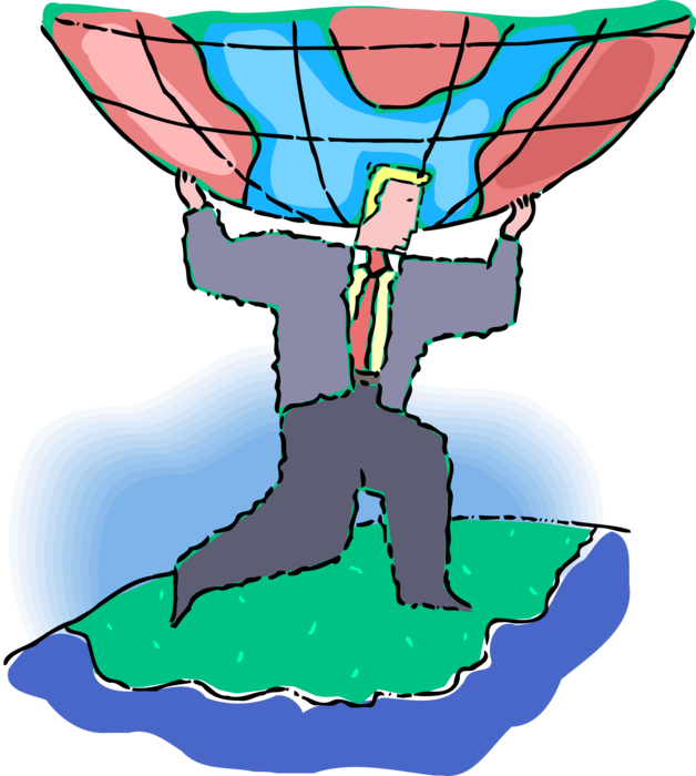 Vector Illustration of Mythological Atlas Carrying Weight of the World on Shoulders
