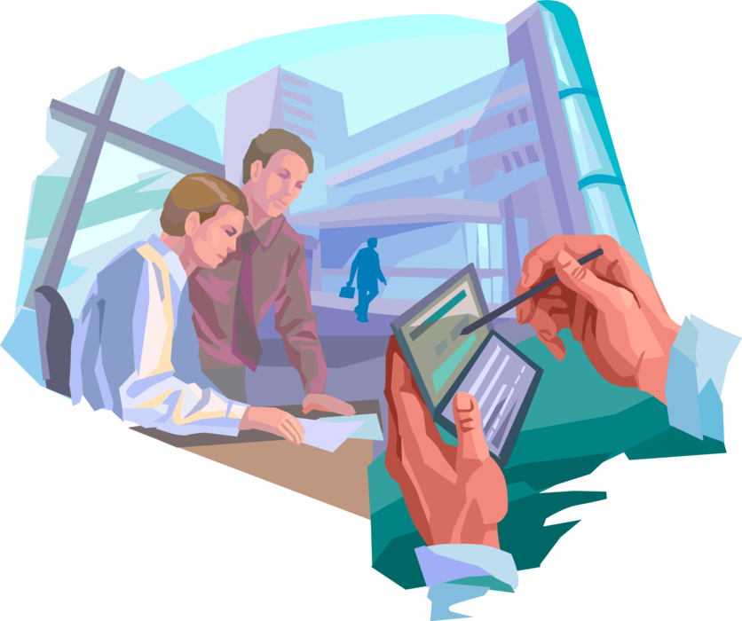 Vector Illustration of Business Colleagues Interact in Teamwork and Collaboration in Normal Workday Environment