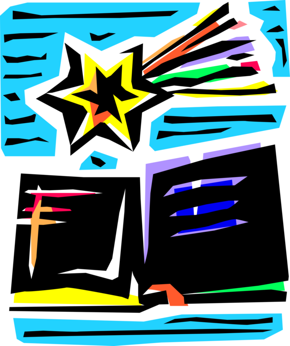 Vector Illustration of Shooting Star with Academic Education and Learning Book
