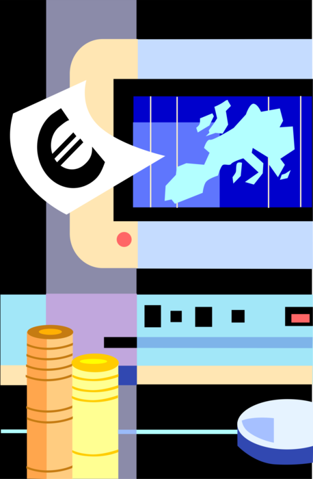 Vector Illustration of Financial Investment with Euro Symbol Official Currency Sign of Eurozone in European Union