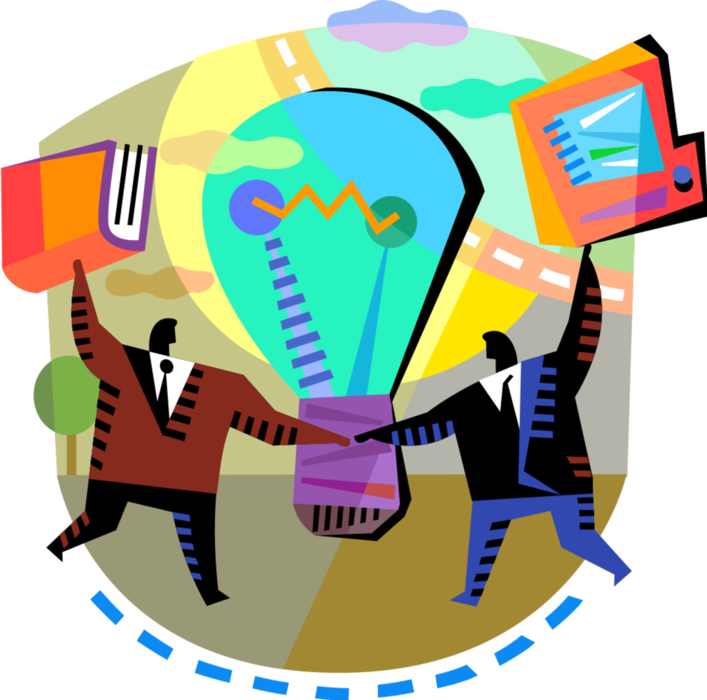 Vector Illustration of Book Knowledge Learning and Technology Create Invention, Innovation, and Good Ideas Light Bulb
