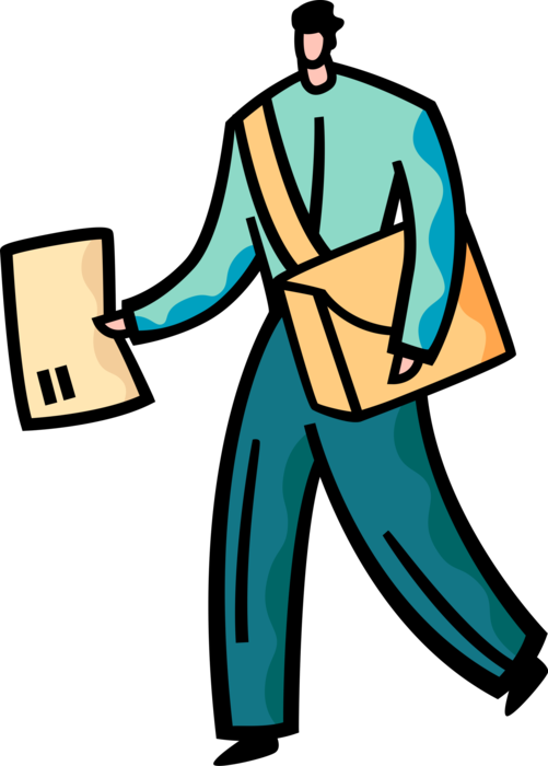 Vector Illustration of Postman Delivery Courier Mailman Delivers Parcel Package Shipment