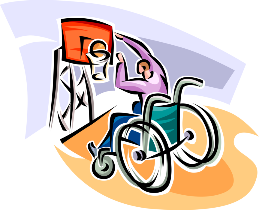 Vector Illustration of Handicapped or Disabled Wheelchair Basketball Player