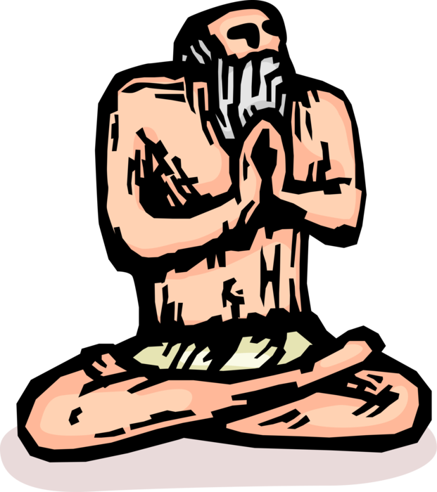 Vector Illustration of Hinduism Sadhu Sādhu Religious Ascetic Holy Man Practices Meditation
