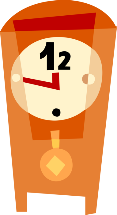 Vector Illustration of Grandfather Clocks with Pendulum Tells Time