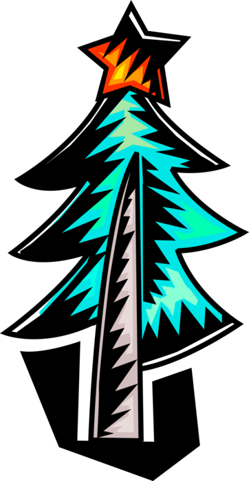 Vector Illustration of Evergreen Christmas Tree with Ornament Decorations
