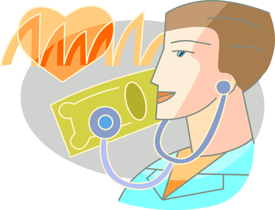 Vector Illustration of Medical Health Care Costs with Doctor Physician and Stethoscope 