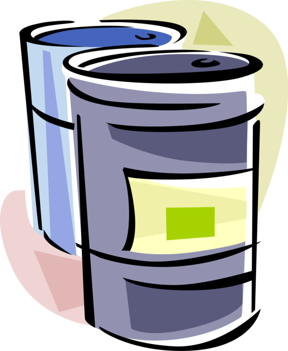 Vector Illustration of Hazardous Toxic Chemical Storage Containment Drum Barrels