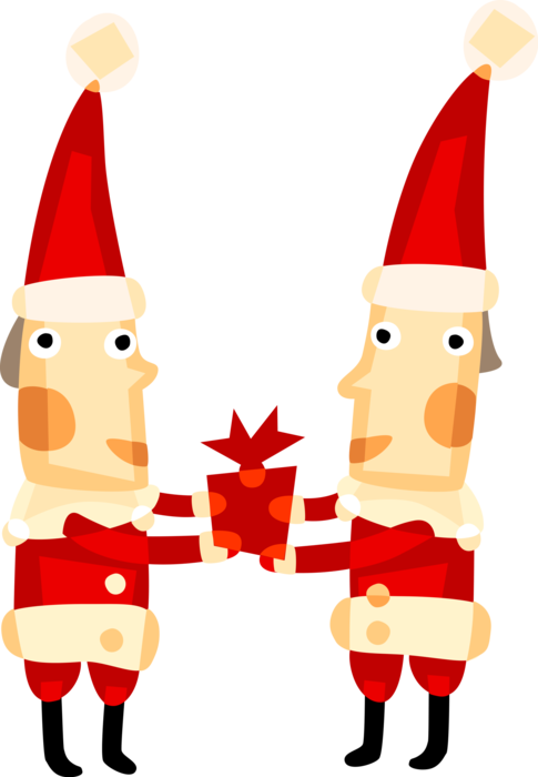 Vector Illustration of Santa Claus, Saint Nicholas, Saint Nick, Father Christmas, Santa's Exchange Gift Presents