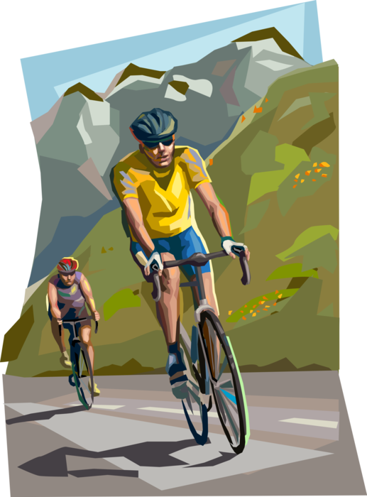Vector Illustration of Cycling Tour De France Annual Multiple Stage Bicycle Race in France