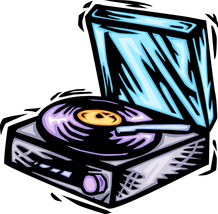 Vector Illustration of LP Vinyl Record Player Turntable Phonograph Gramophone with Stylus or Needle