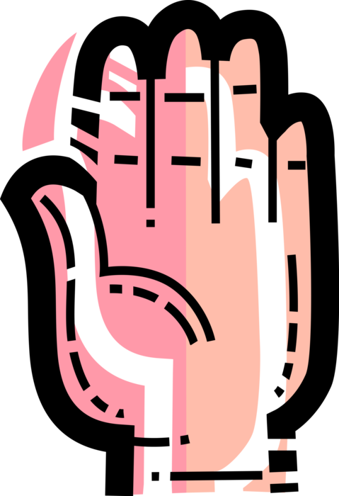 Vector Illustration of Palm of Hand Gesture Indicates Cut Off, Halt, Stop, Pause, Freeze, Interruption, Standstill, Impasse, End