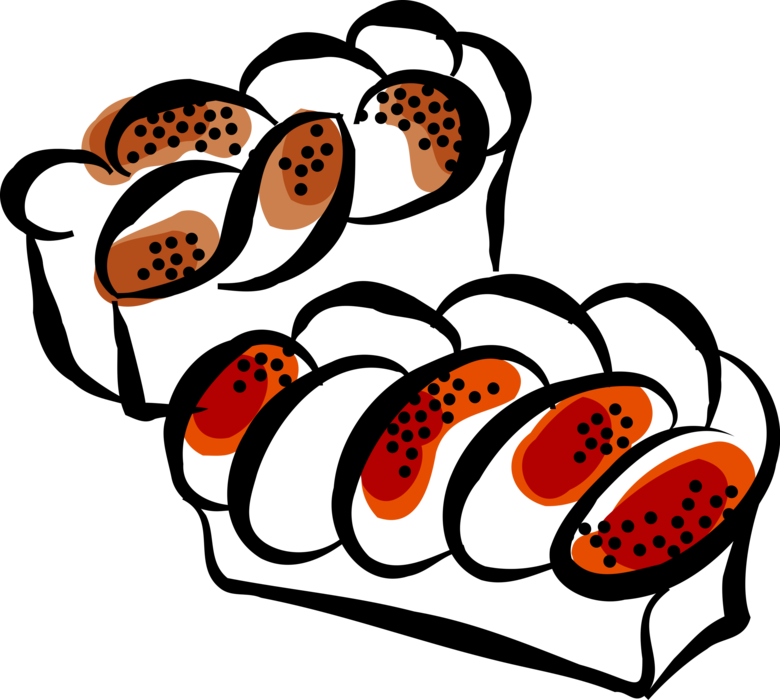Vector Illustration of Staple Food Baked Bread Loaves Prepared from Flour and Water Dough