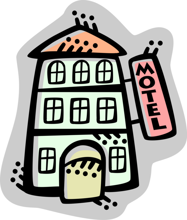 Vector Illustration of Motel Roadside Motor Hotel Provides Motorists and Travelers with Lodging Accommodation