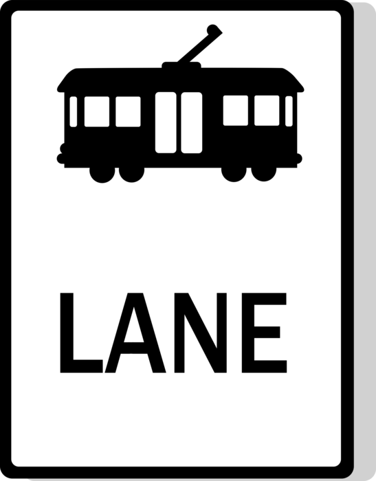 Vector Illustration of Australian Road Sign, Streetcar Lane