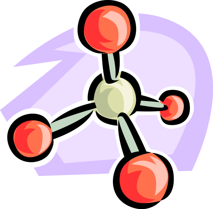 Vector Illustration of Chemistry Molecule Atoms Held Together by Chemical Bonds
