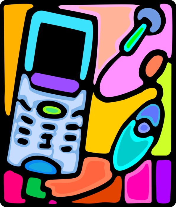 Vector Illustration of Mobile Cellular Smartphone with Earbud Headphones