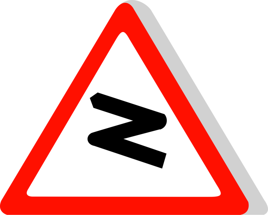Vector Illustration of European Union EU Traffic Highway Road Sign, Dangerous Bend