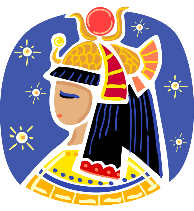 Vector Illustration of Cleopatra Last Pharaoh of Ptolemaic Ancient Egypt with Egyptian Headpiece