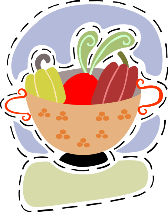 Vector Illustration of Bowl with Fall Harvest Vegetables