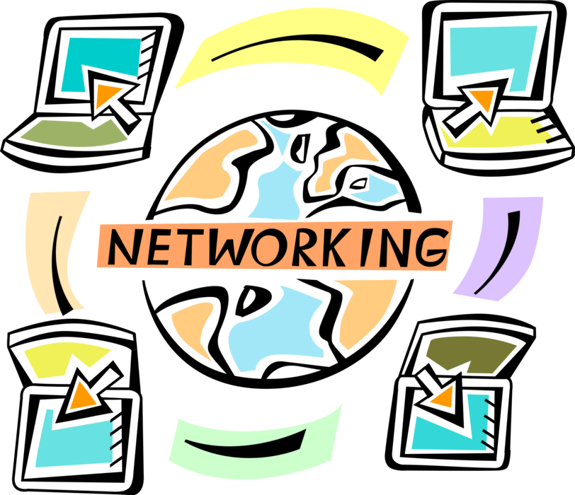 Vector Illustration of Global Information Technology Network with Networked Computers