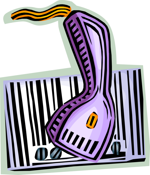 Vector Illustration of Universal Product Code UPC Barcode Scanner for Tracking Trade Items