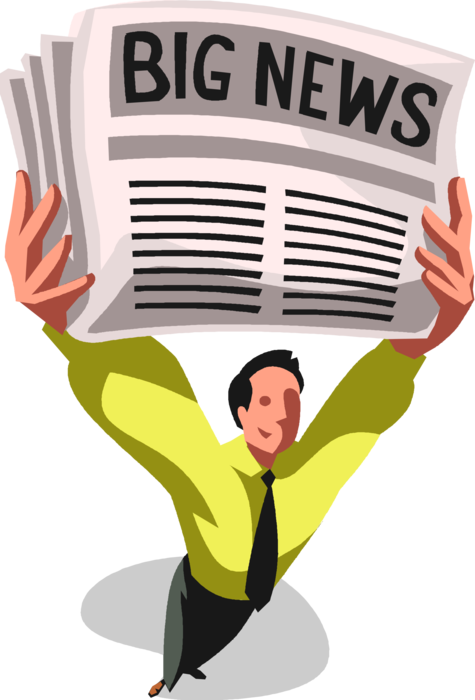 Vector Illustration of Businessman Announces Big News with Newspaper