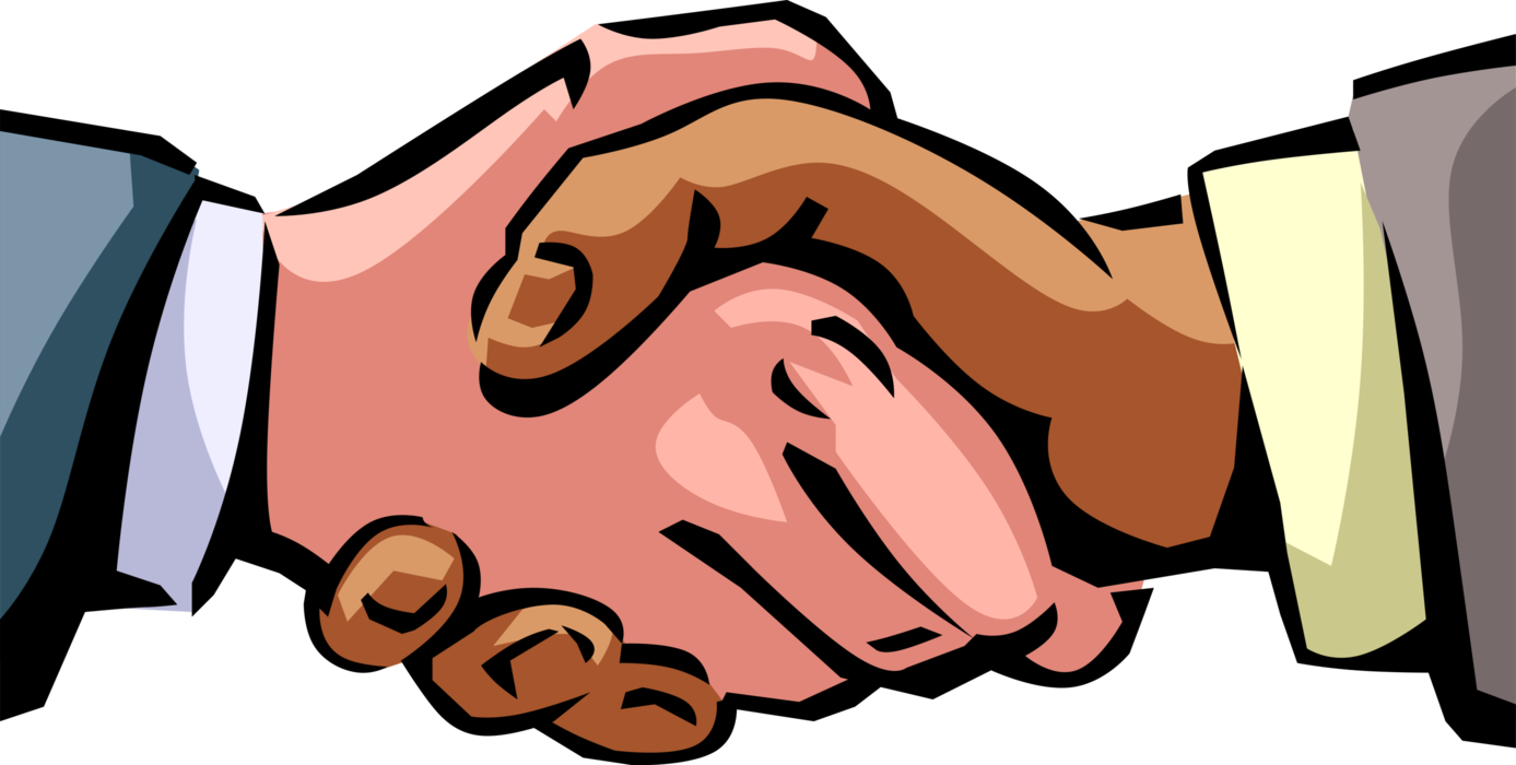 Vector Illustration of Introduction Greeting or Agreement Shaking Hands