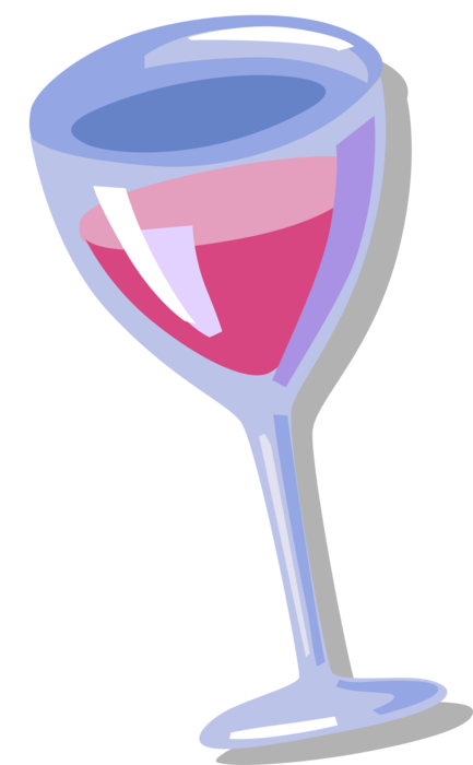 Vector Illustration of Glass of Wine Alcohol Beverage