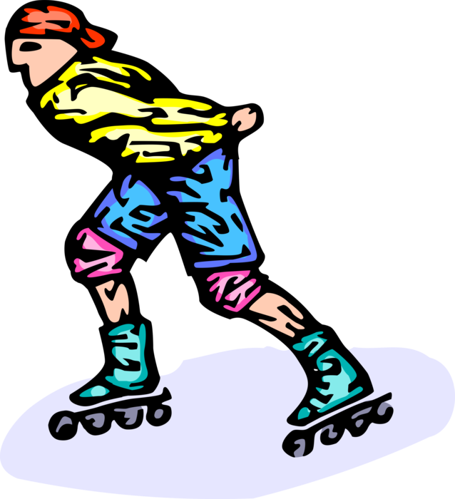 Vector Illustration of Rollerblader Rollerblading on Inline Skates Rollerblades