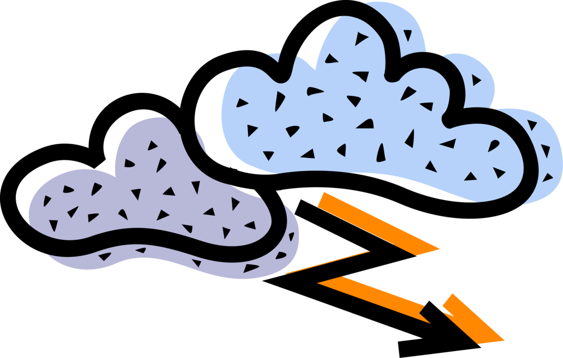 Vector Illustration of Weather Forecast Storm Clouds and Lightning