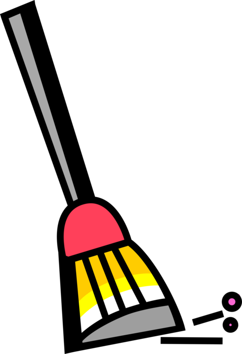 Vector Illustration of Broomstick Straw Broom Sweeps Dirt