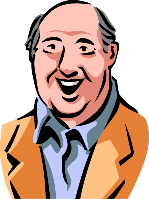 Vector Illustration of Retired Elderly Senior Citizen with Smile on Face Just Happy to be Alive