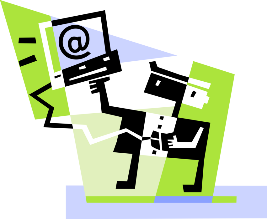 Vector Illustration of Businessman Attributes Success to Effective Use of Electronic Email