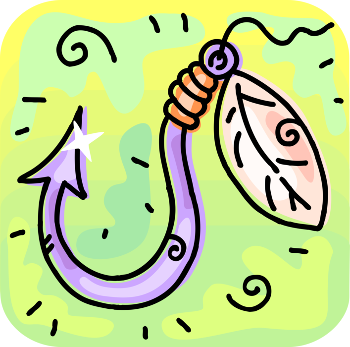 Vector Illustration of Fishing Angler Fish Hook Shiny Lure