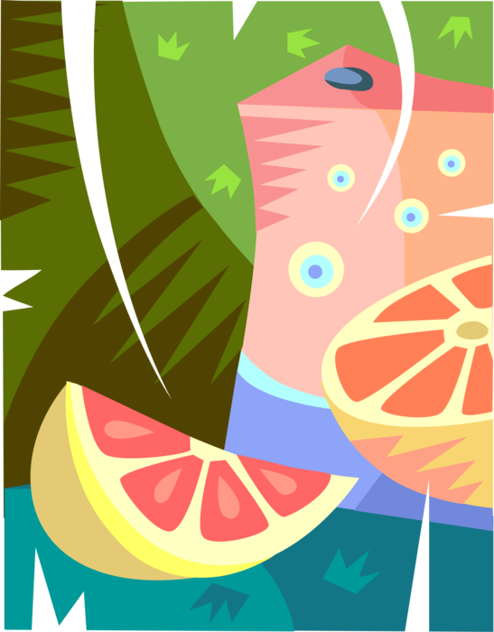 Vector Illustration of Sliced Citrus Grapefruit Fruit