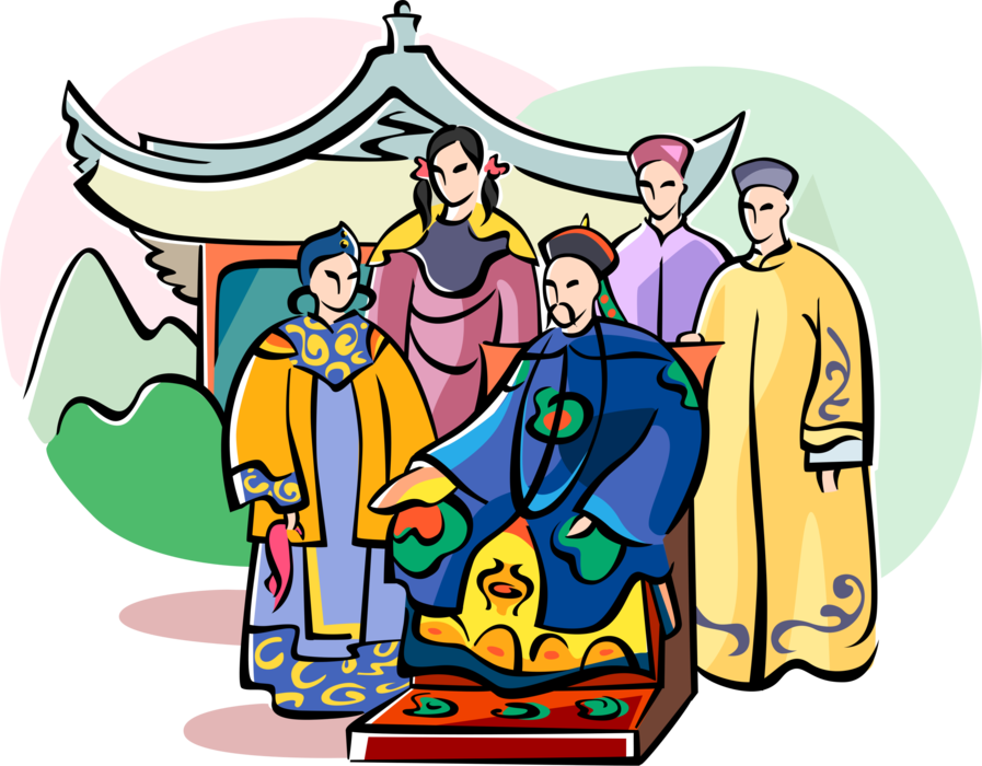Vector Illustration of Chinese Emperor and Imperial Family, China