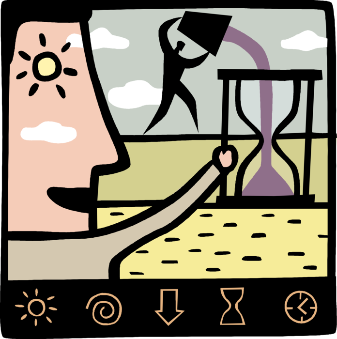 Vector Illustration of Buying Time to Postpone the Inevitable with Hourglass Sands of Time