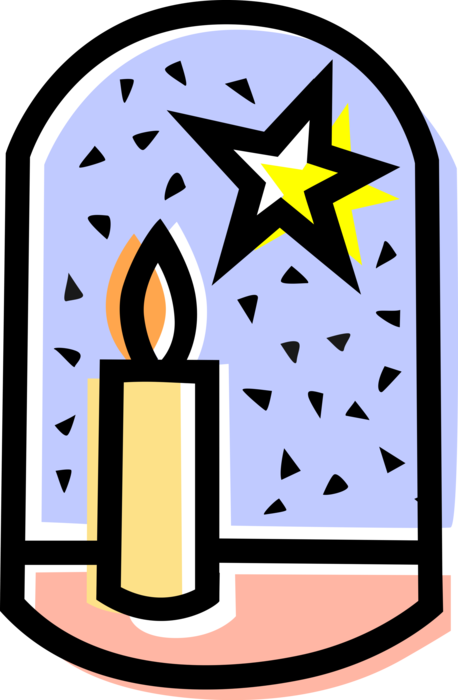 Vector Illustration of Holiday Festive Season Christmas Candle with Star Decoration