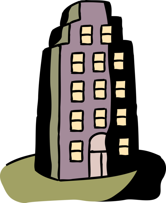 Vector Illustration of Office Tower or Apartment Building in City
