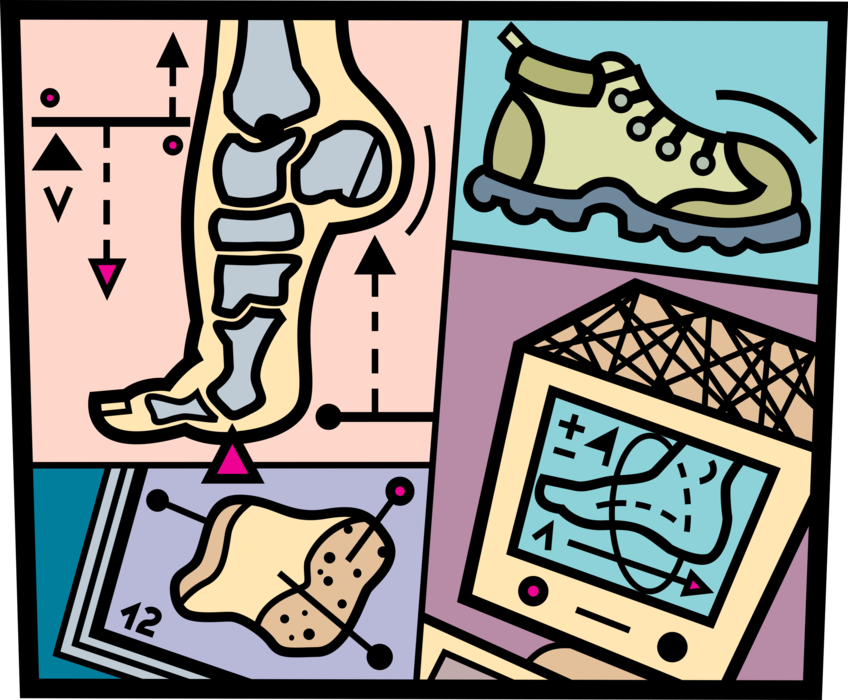 Vector Illustration of Orthotics Treats Sports Injuries and Realigns Foot Joints while Standing, Walking or Running