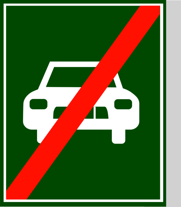 Vector Illustration of European Union EU Traffic Highway Road Sign, End of Semi-Motorway