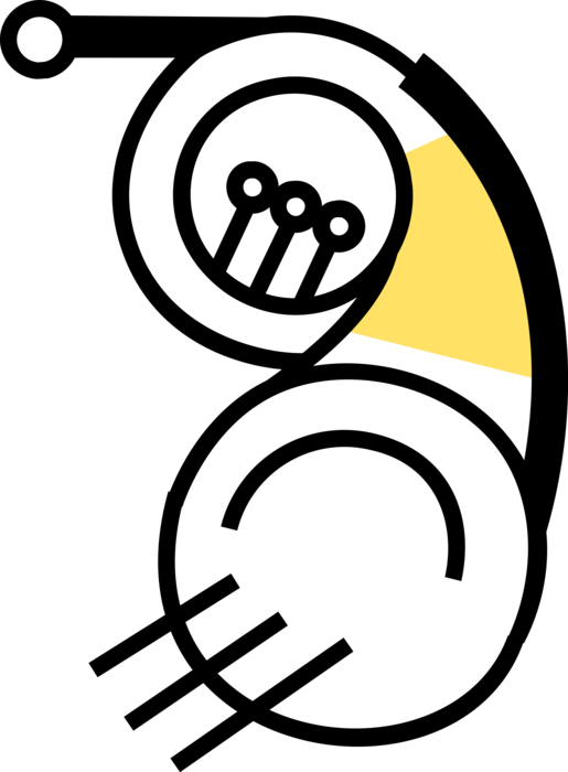 Vector Illustration of French Horn Brass Musical Instrument