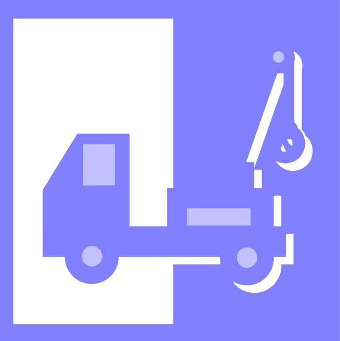 Vector Illustration of Tow Truck Wrecker Recovery Vehicle Moves Disabled or Indisposed Vehicles