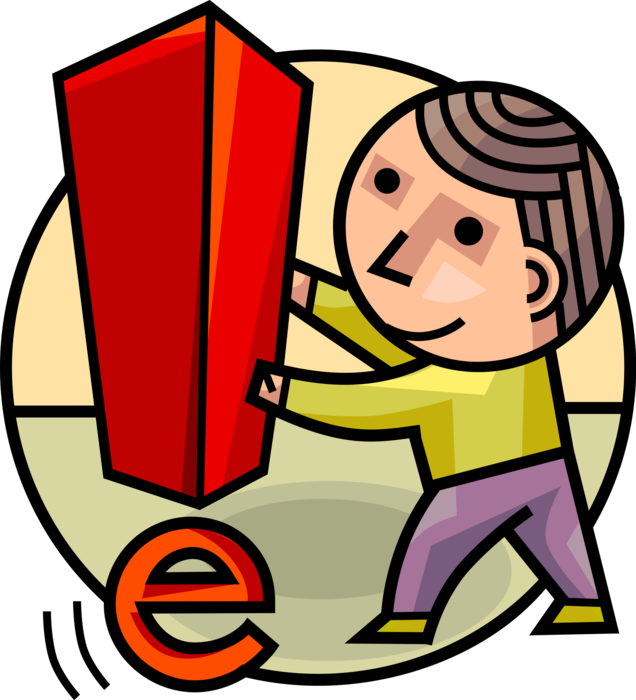 Vector Illustration of Man with Electronic Information Exclamation Mark