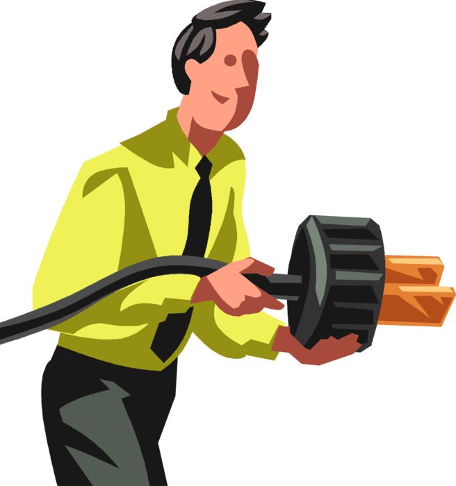Vector Illustration of Businessman with Electrical Plug