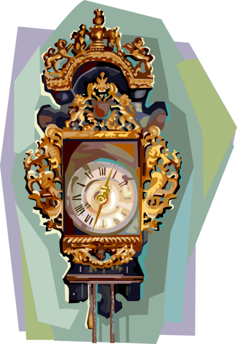 Vector Illustration of Antique Dutch Wall Clock