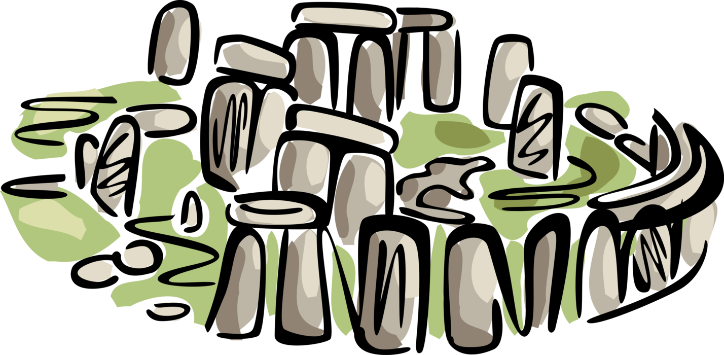 Vector Illustration of Stonehenge Standing Stones Neolithic and Bronze Age Monument, Wiltshire, England, United Kingdom