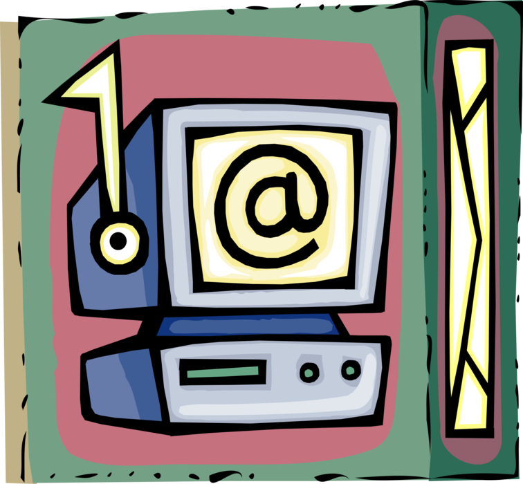 Vector Illustration of Internet Electronic Mail Email Correspondence @ Symbol Exchanges Digital Messages