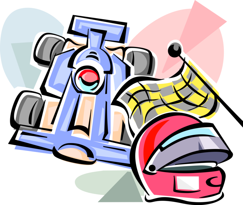 Vector Illustration of Formula One Motorsports Auto Racing Car in Race